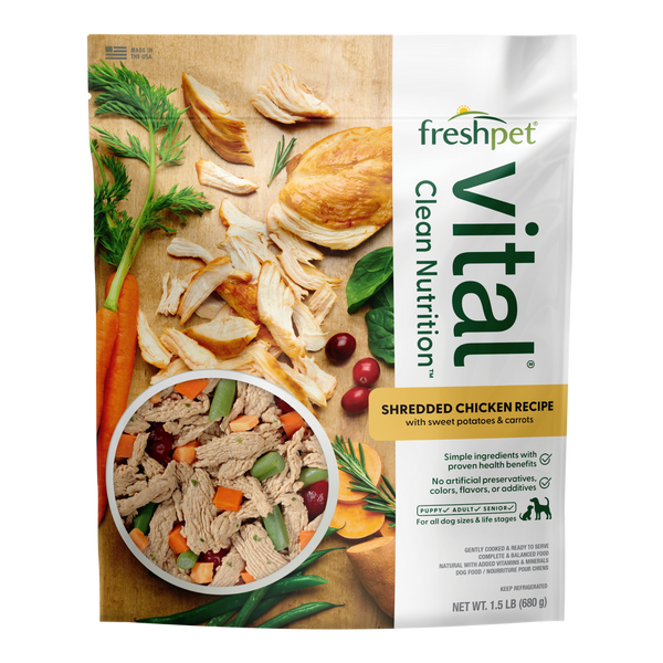 Freshpet Vital Shredded Chicken with Sweet Potatoes & Carrots package