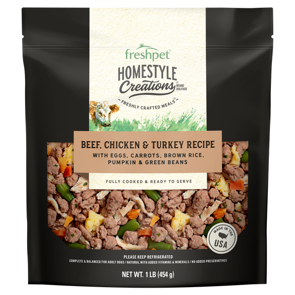 Freshpet Homestyle Creations Beef, Chicken & Turkey Recipe Refrigerated Dog Food