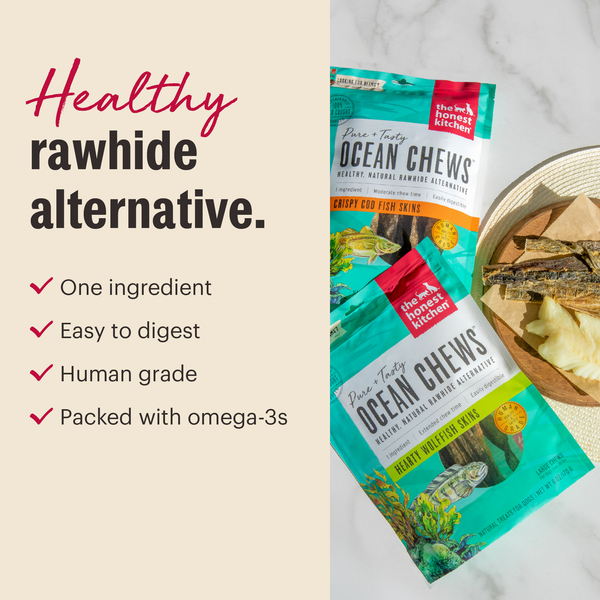The Honest Kitchen Ocean Chews Crispy Cod Fish Skins Dog Treats, additional view 1