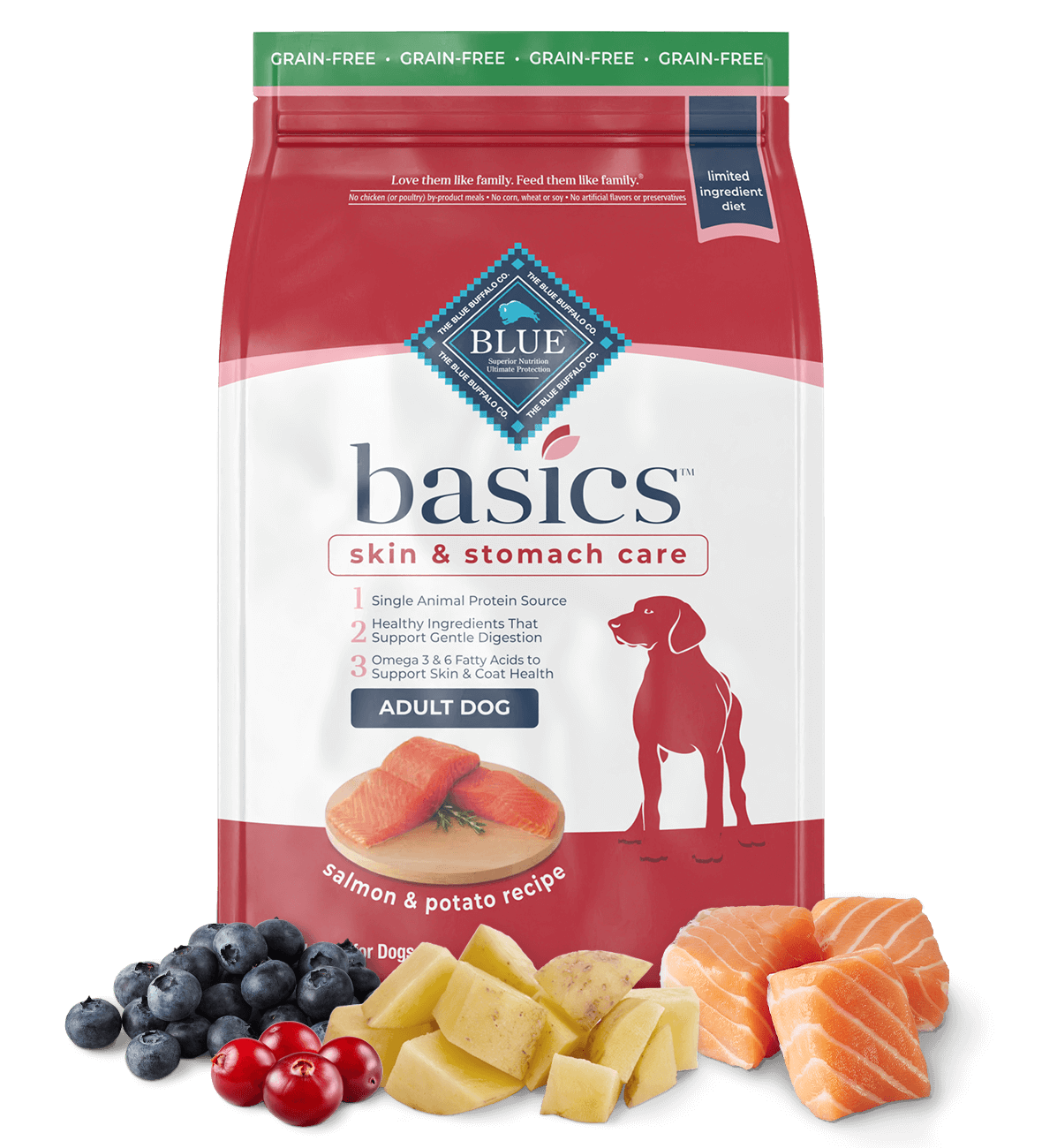 Blue Buffalo Basics Grain Free Adult Salmon Potato Recipe Dry Dog Fo