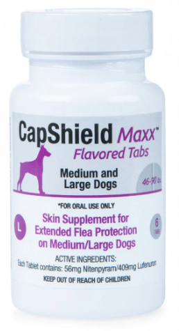 CapShield Maxx Flavored Tabs L for medium and large dogs 46-90 lbs, 6 count beef-flavored monthly flea protection