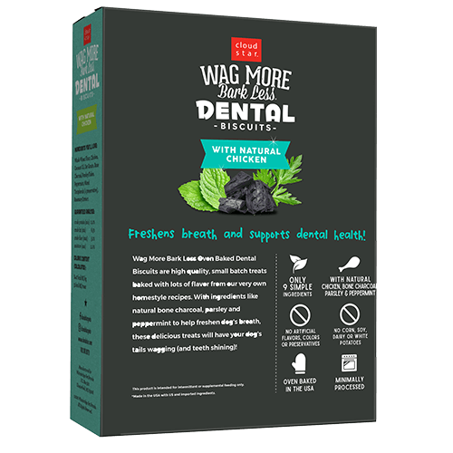 Wag More Bark Less Crunchy Dental Dog Treats, Chicken, Charcoal, Parsley & Mint, additional view 1