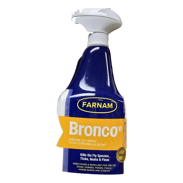 Farnam Bronco e Equine Fly Spray Plus Citronella Scent 32 oz trigger bottle, front