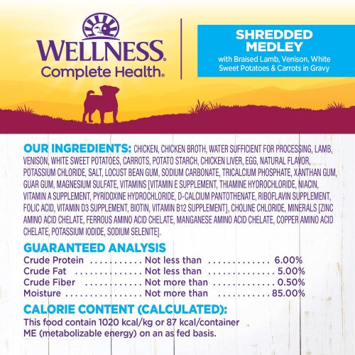 Wellness Petite Entrees Shredded Medley Lamb, Venison & Sweet Potato Wet Dog Food, additional view 2