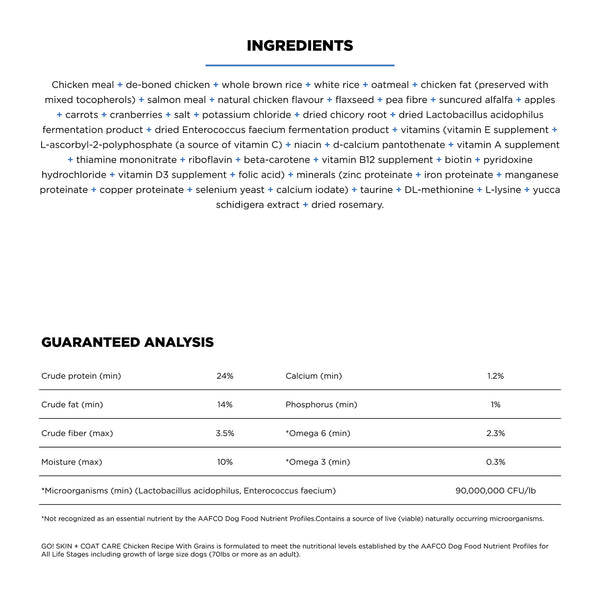 GO! Solutions Skin + Coat Care Chicken Recipe with Grains Dry Dog Food, additional view 1