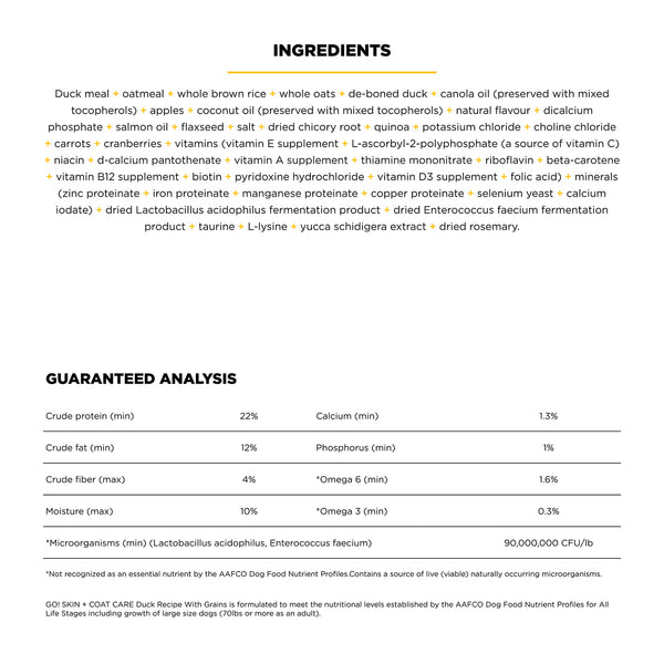 GO! Solutions Skin + Coat Care Duck Recipe with Grains Dry Dog Food, additional view 1