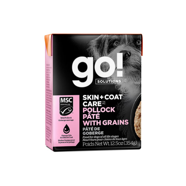GO! Solutions Skin + Coat Care Pollock Pate with Grains Wet Dog Food
