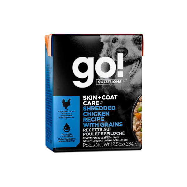 GO! Solutions Skin + Coat Care Shredded Chicken Recipe with Grains Wet Dog Food