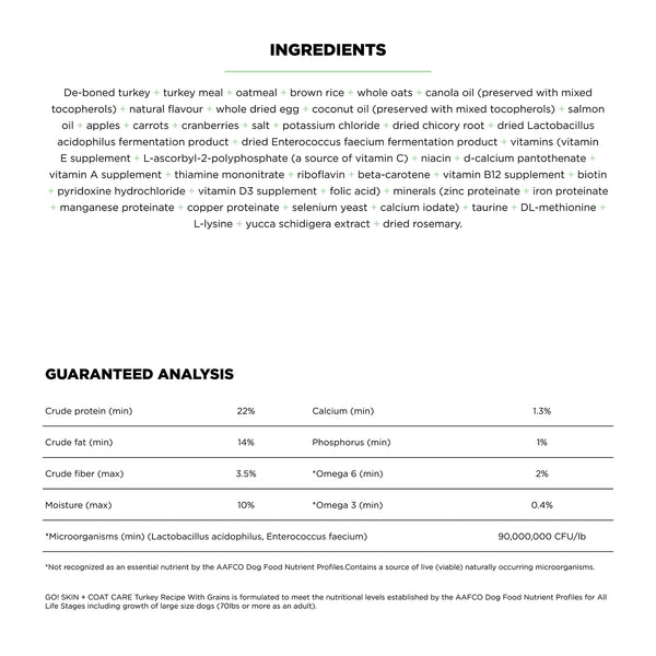 GO! Solutions Skin + Coat Care Turkey Recipe with Grains Dry Dog Food, additional view 1