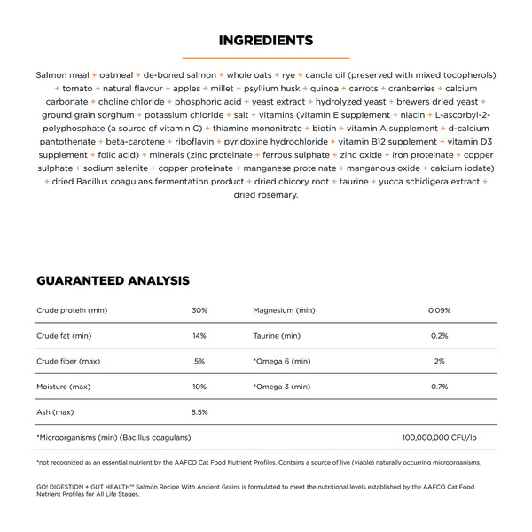 Petcurean GO! Solutions Digestion + Gut Health Salmon with Ancient Grains Dry Cat Food, additional view 2