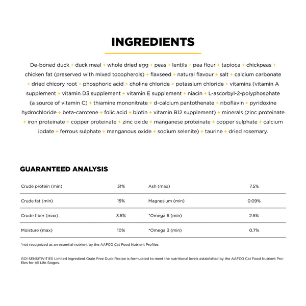 GO! Solutions Sensitivities Limited Ingredient Grain-Free Duck Recipe Dry Cat Food (Special Order), additional view 1