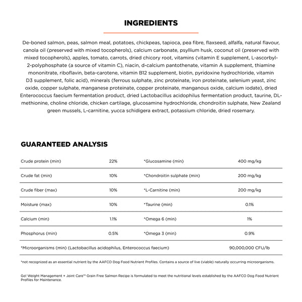 Petcurean GO! Solutions Weight Management + Joint Care Grain Free Salmon Dry Dog Food, additional view 1