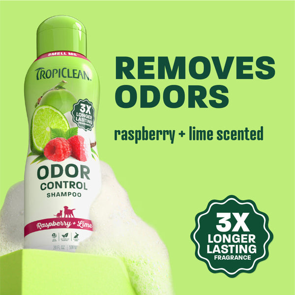 TropiClean Odor Control Pet Shampoo, Raspberry + Lime, 20 oz, additional view 2