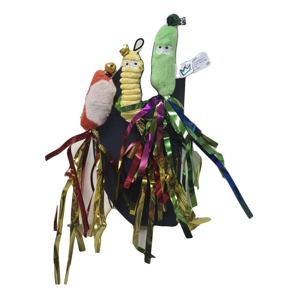 Huxley & Kent Snacky Teasers cat wand refill 3 pack with tinsel and bells
