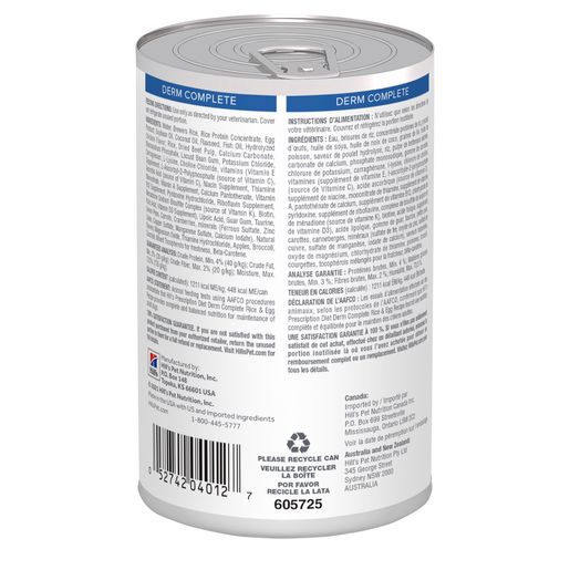 Hill's Prescription Diet Derm Complete Environmental/Food Sensitivities Rice & Egg Recipe Wet Dog Food