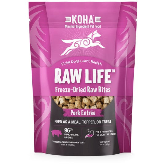 KOHA Freeze-Dried Raw Bites Pork Entrée, Topper or Treat for Dogs