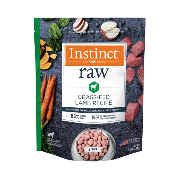 Instinct Raw Bites Grass-Fed Lamb Bites Recipe Frozen Dog Food