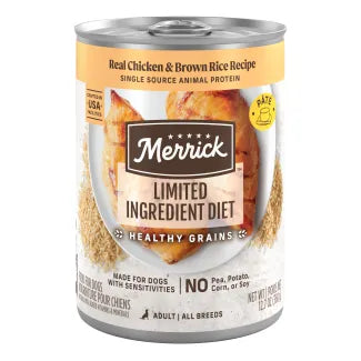 Merrick Limited Ingredient Diet with Healthy Grains Wet Dog Food 12.7 oz, Case of 12
