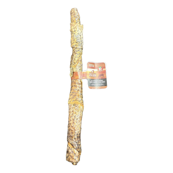 Natural Farm 12 inch Power Chews beef cheek and fish skin dog chew