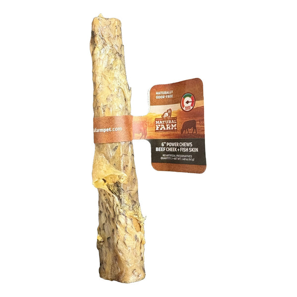 Natural Farm 6 inch Power Chews beef cheek and fish skin dog chew