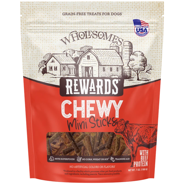 Wholesomes Rewards Chewy Beef Mini Sticks 7 oz bag