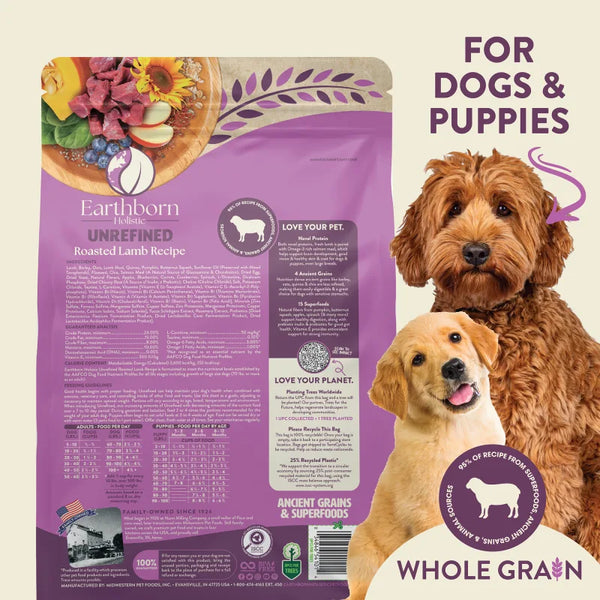 Earthborn Holistic Unrefined Roasted Lamb Recipe with Ancient Grains & Superfoods Dry Dog Food, additional view 3