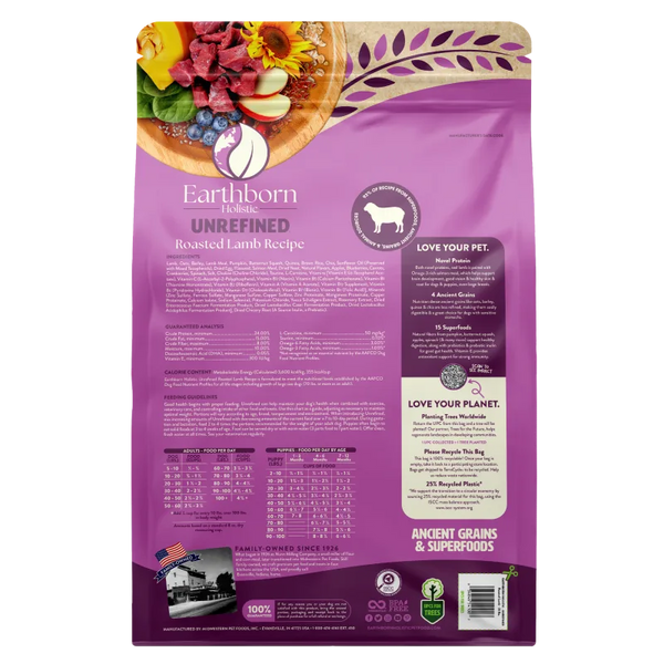 Earthborn Holistic Unrefined Roasted Lamb Recipe with Ancient Grains & Superfoods Dry Dog Food, additional view 1