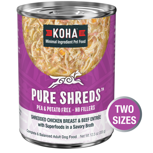 KOHA Pure Shreds Shredded Chicken Breast & Beef Entrée Wet Dog Food