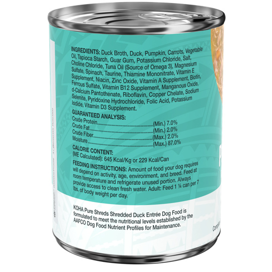 KOHA Pure Shreds Shredded Duck Entrée Wet Dog Food