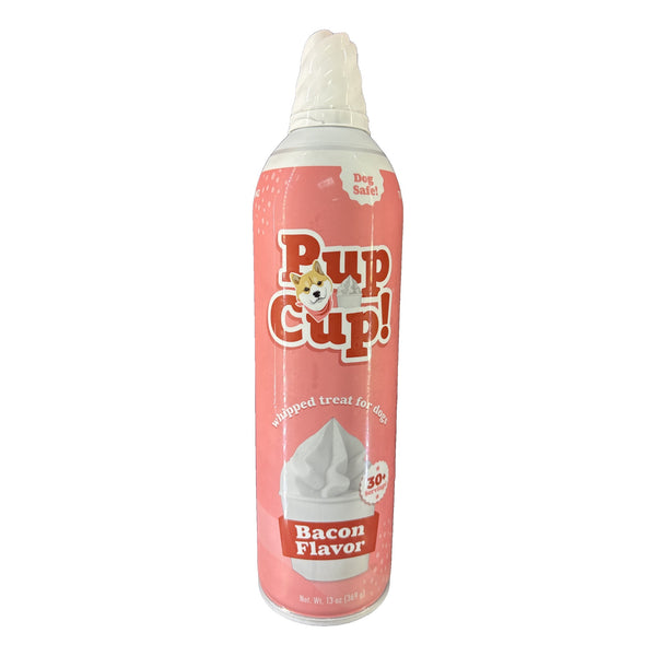 Pup Cup! Bacon whipped treat for dogs 13 oz can, front