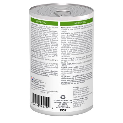 Hill's Prescription Diet Metabolic Weight Management Chicken Flavor Wet Dog Food