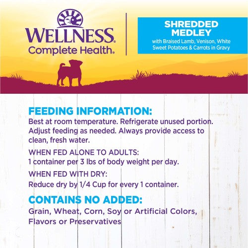 Wellness Petite Entrees Shredded Medley Lamb, Venison & Sweet Potato Wet Dog Food, additional view 3