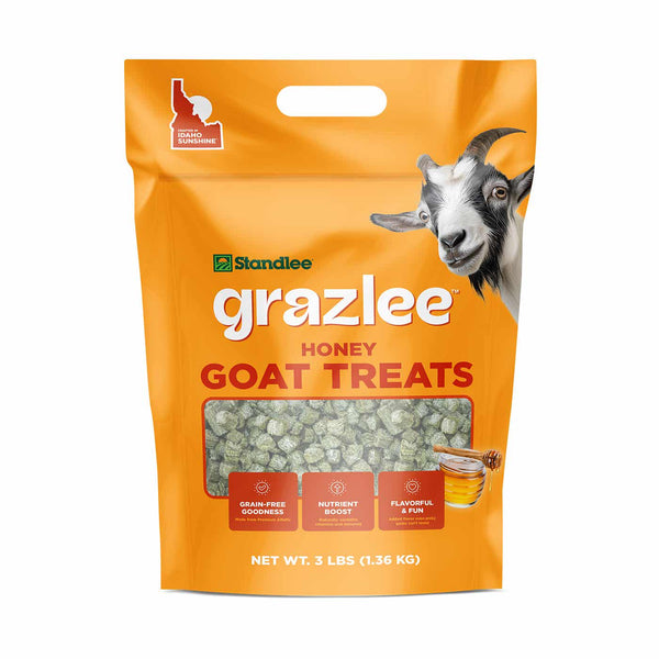 Standlee Grazlee Honey Goat Treats 3 lb bag, grain-free alfalfa hay cube treats for goats