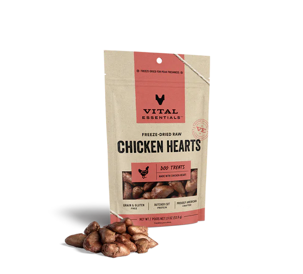 Vital Essentials Freeze-Dried Raw Chicken Hearts Dog Treats