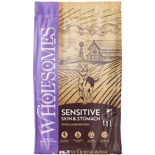 Wholesomes Sensitive Skin & Stomach with Lamb Protein Dry Dog Food, 30 lb