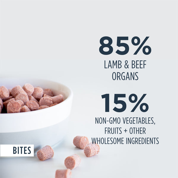 Instinct Raw Bites Grass-Fed Lamb Bites Recipe Frozen Dog Food