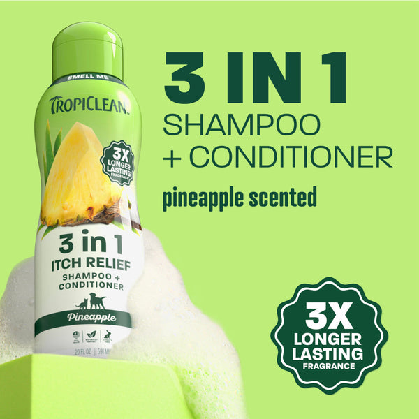 TropiClean 3-in-1 Itch Relief Pet Shampoo, Pineapple, 20 oz, additional view 2