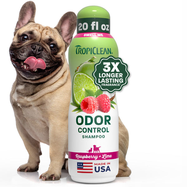 TropiClean Odor Control Pet Shampoo, Raspberry + Lime, 20 oz