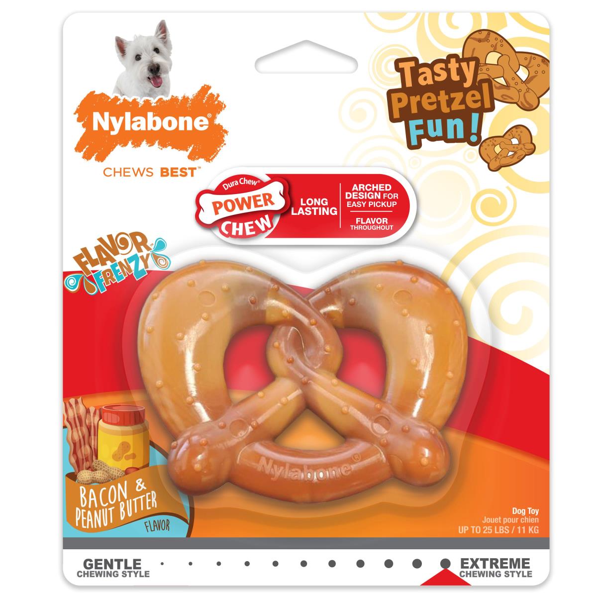 Nylabone Power Chew Pretzel Bacon & Peanut Butter Dog Chew Toy