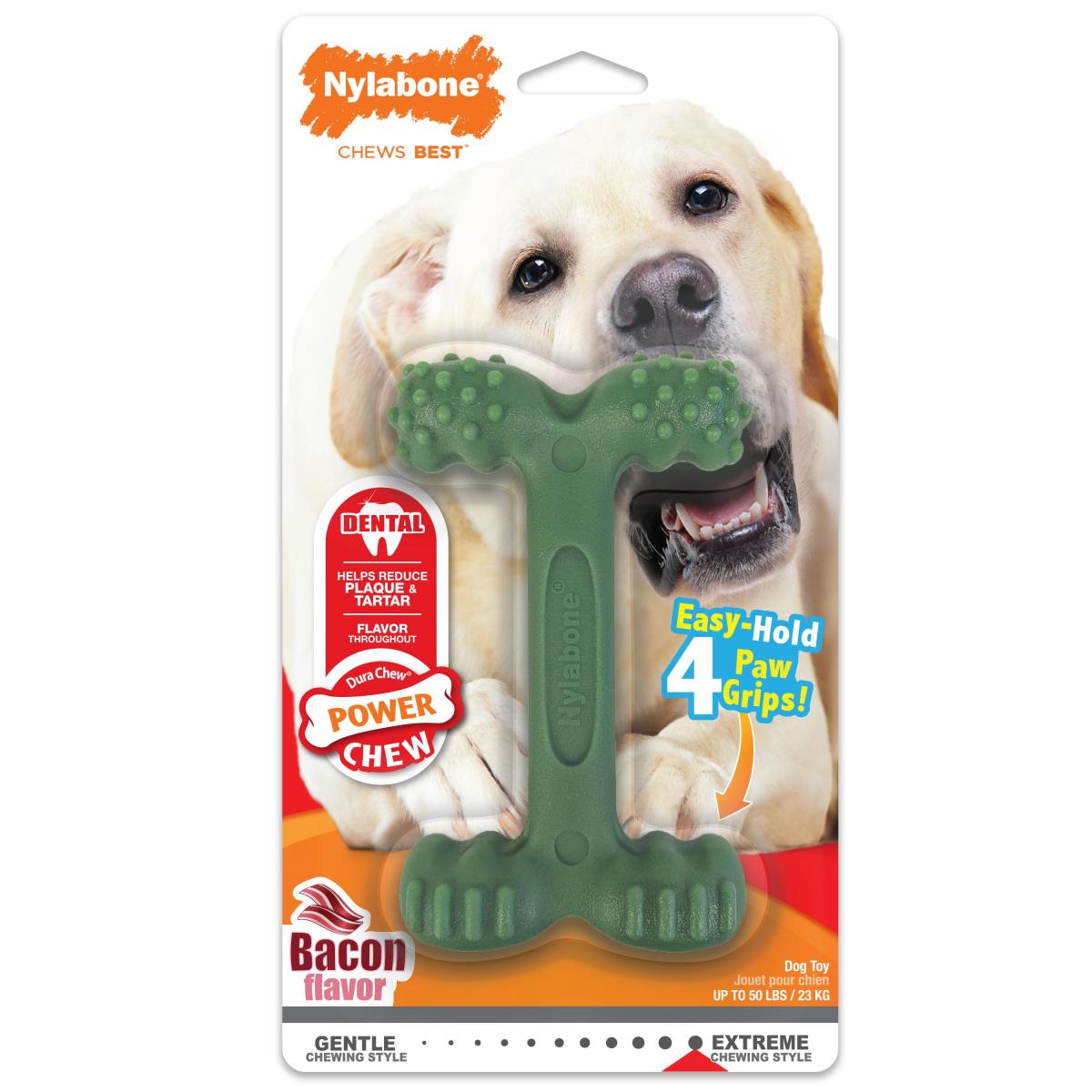 Nylabone Power Chew Easy-Hold Bacon Flavor Dog Dental Chew Toy