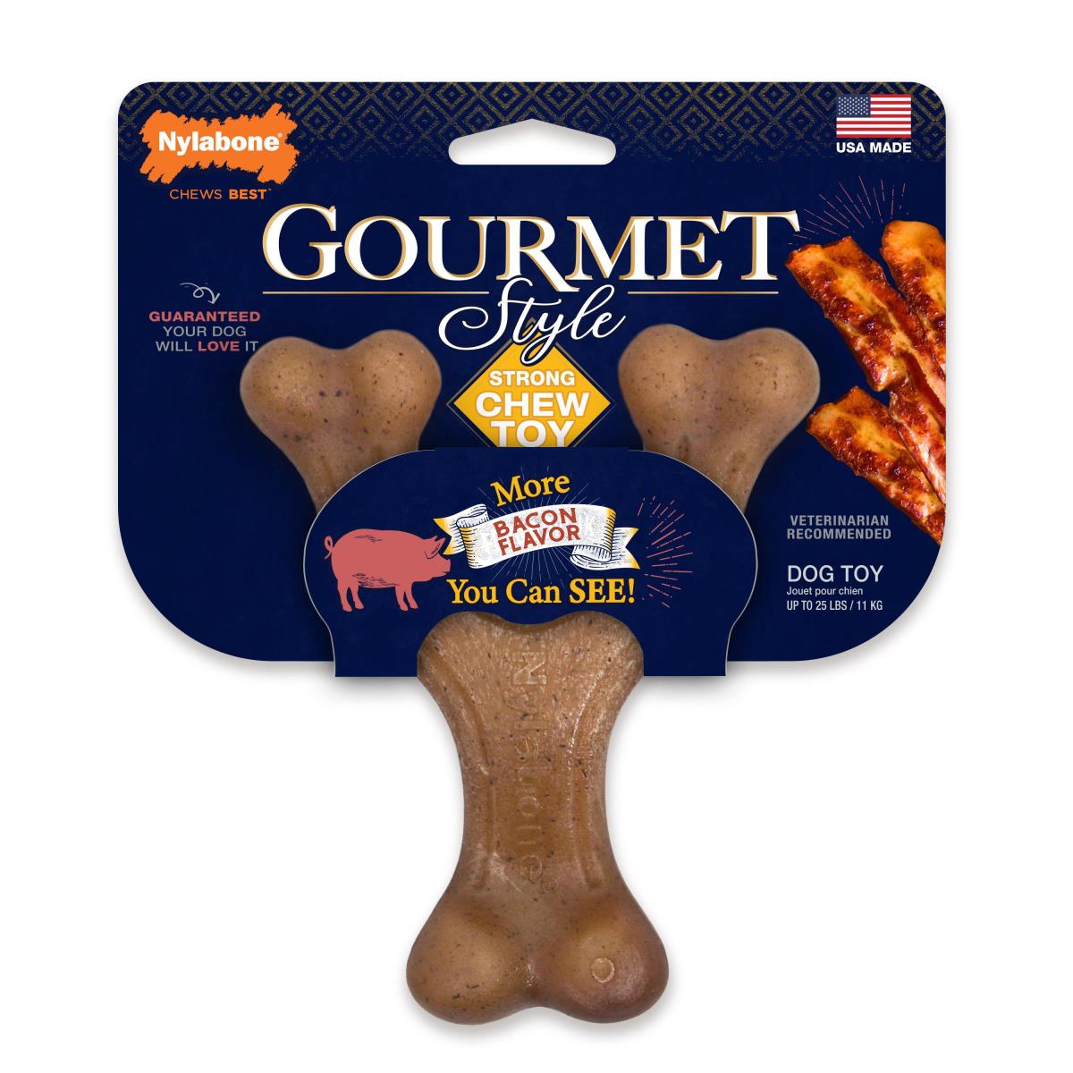 Nylabone Gourmet Style Strong Wishbone Bacon Flavor Dog Chew Toy