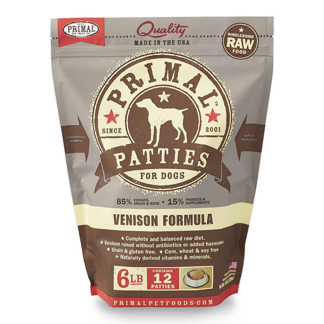 Primal Venison Patties Frozen Dog Food