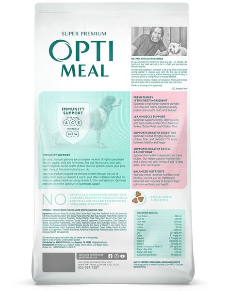 Opti Meal Grain Free Adult Medium Breed Nutrient Balance Turkey & Rice Recipe