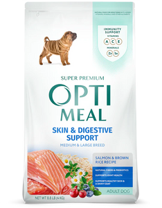 Opti Meal Skin & Digestive Support Adult Medium & Large Breed Salmon & Brown Rice Recipe