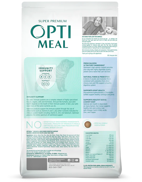 Opti Meal Skin & Digestive Support Adult Medium & Large Breed Salmon & Brown Rice Recipe