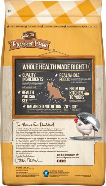 Merrick Purrfect Bistro Grain Free Real Chicken & Sweet Potato Recipe Dry Cat Food BAck