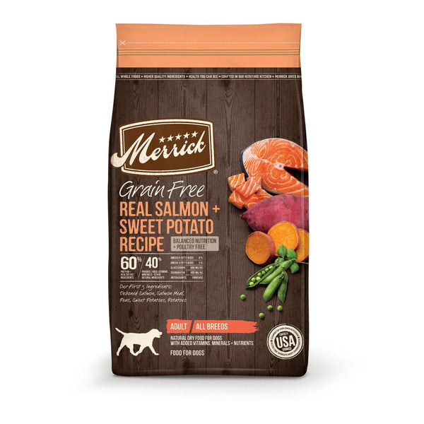 Merrick Grain Free Real Salmon and Sweet Potato Recipe Dry Dog Food Front