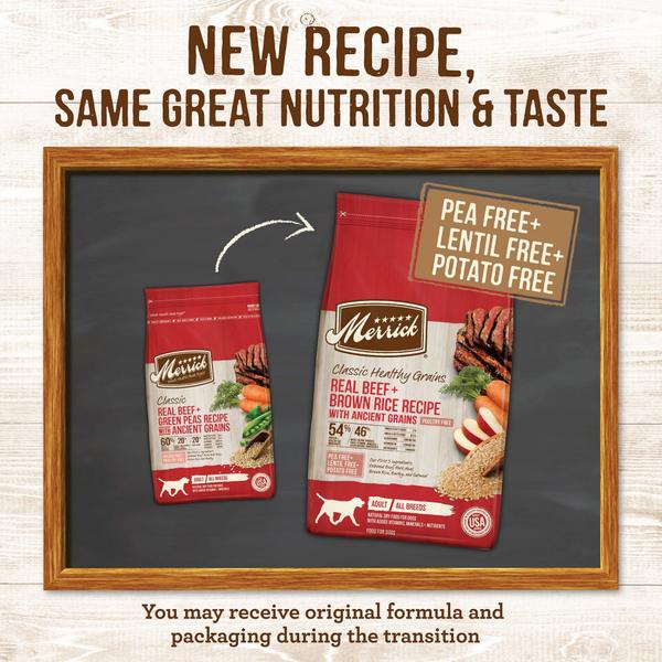 Merrick Classic Beef & Brown Rice Recipe with Ancient Grains Dry Dog Food Panel