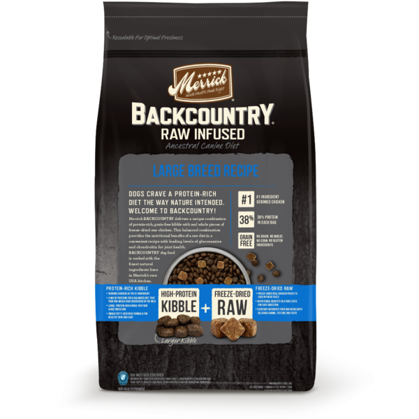 Merrick Backcountry Raw Infused Grain Free Large Breed Recipe Dry Dog Food Back