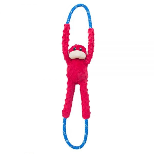 ZippyPaws Monkey RopeTugz Plush Dog Toy, red color option